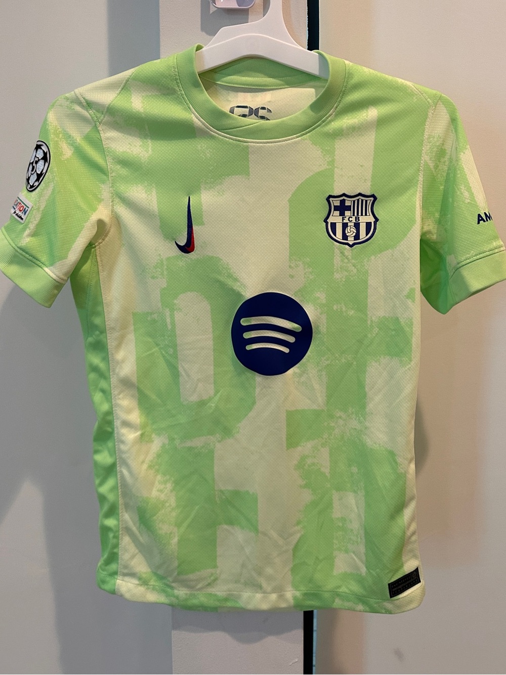 Nike Kids FC Barcelona Gavi Neon Green Short Sleeve Jersey